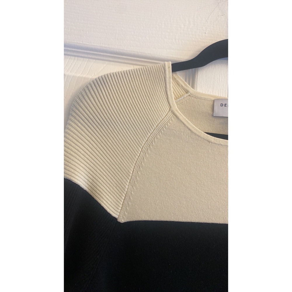 Derek Lam 10C Athleta Colorblock Sweater Dress Womens Size L Black Cream Lyocell - Picture 3 of 5